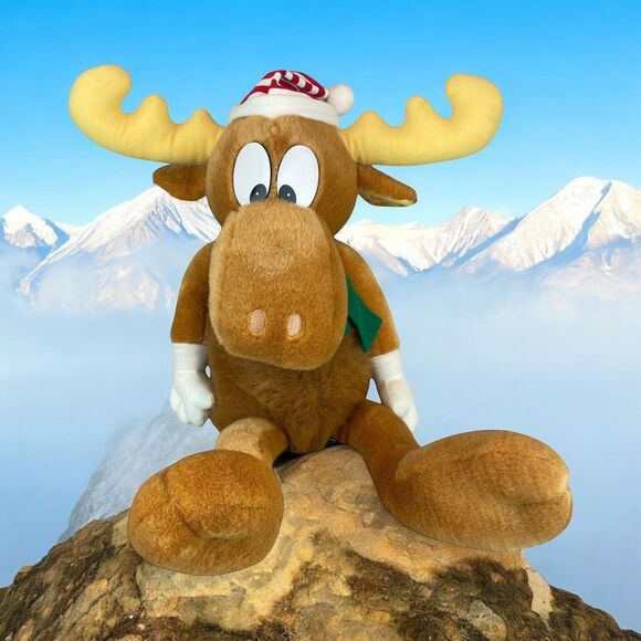 Vintage 90s Bullwinkle Moose Christmas Plush 24” Macy's Stuffed Animal Doll - Picture 1 of 10